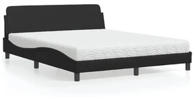 Letto Con Materasso Nero 160x200 Cm İn Similpelle /