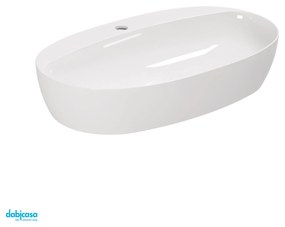 Azzurra Ceramica "Elegance Circle" Lavabo D'Appoggio Da 70x42 Cm Con Foro Bianco Lucido