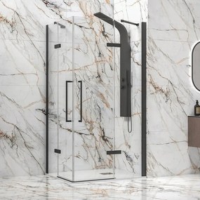 Kamalu - Box doccia 80x120 nero opaco doppio battente | KT1000N
