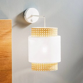 Applique da parete Boho TK Lighting, dimmerabile, Bianco / Opale, Soggiorno / Sala da pranzo, Tessuto / Stoffa / Seta, Moderno, Applique