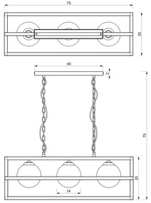 Lampadario a catena DIEGO 3xE14/40W/230V nero