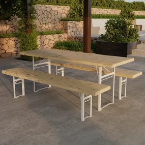 Tavolo da pranzo fisso Compose2 in legno massello grezzo di abete naturale per 8 persone L 200 x L 90 X H 78.5 cm