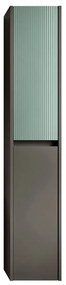 Colonna per mobile bagno Niwa 2 ante P 27 x L 30 x H 160 cm laccato opaco grigio carbone con vetro verde timo cannettato