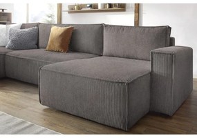 Divano letto angolare a "U" in velluto a coste grigio scuro Nihad - Bobochic Paris