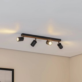Envostar Tino Faretto da soffitto a 4 luci nero/legno