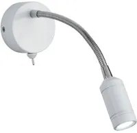 Applique Contemporanea Parete Flessibile Acciaio Bianco Cromo Led 0,75W 3000K