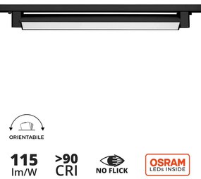 Faro LED Lineare 24W per Binario Monofase, Orientabile Nero - 100° Colore  Bianco Naturale 4.000K