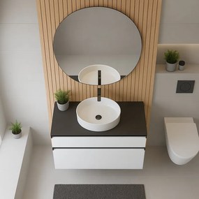 Mobile da bagno sospeso sotto lavabo L 79.5 x H 60 x P 45.5 cm bianco opaco, 2 cassetti Fusion