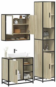 Set Mobili Da Bagno 3 Pz Rovere Sonoma İn Legno Multistrato /