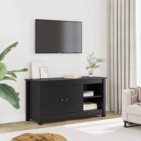 Mobile Porta Tv Nero 103x36,5x52 Cm İn Legno Massello Di Pino /