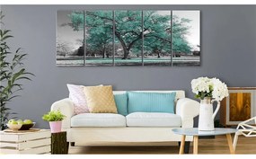 Quadro Autumn in the Park (5 Parts) Narrow Turquoise