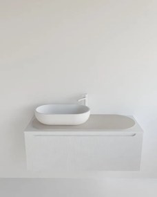 Top per lavabo KIMONO MADERO L 114 x H 2 x P 43 cm grigio chiaro pietra, lucido, con foro dx