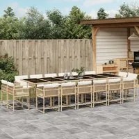 Set da Pranzo da Giardino 17 pz con Cuscini Beige in Polyrattan 3211606