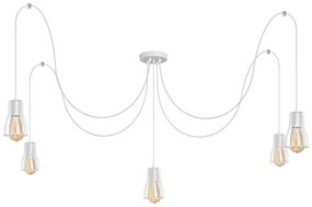 Lampadario a sospensione con filo TUBE LONG 5xE27/10W/230V bianco