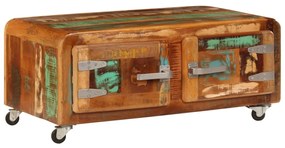 Tavolino Da Salotto 85x55x40 Cm İn Legno Massello Di Recupero /