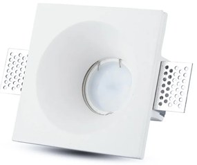 Portafaretto Lampada Led GU10 Da Incasso A Scomparsa Corpo Quadrato 100X100mm In Gesso Bianco Verniciabile SKU-3696
