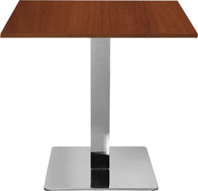 Tavolo bar pub ristorante 80x80 cm base argento e piano laminato Noce H 75