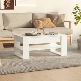 Tavolino Da Salotto Bianco 102x55x45 Cm İn Legno Multistrato /