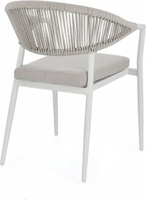 Sedia Da Esterno Impilabile Con Braccioli In Alluminio E Corda Millor Bianco JA61 Bizzotto