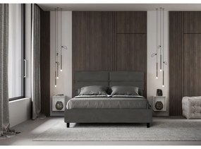 Letto matrimoniale e rete 160x190 in microfibra grigio Nandy