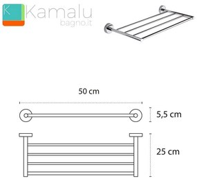 Kamalu - Portsalviette a 4 barre 50 cm in acciaio inox lucido | MIRA-C
