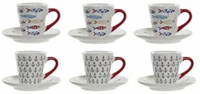 Set di Tazze da Caffè DKD Home Decor Metallo Multicolore Gres 130 ml