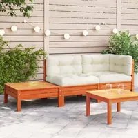 Divano Giardino con Cuscini e Poggiapiedi Legno Massello Pinocod mxl 112068