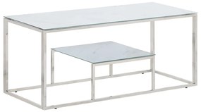 Tavolino Salotto Argento Acciaio Inossidabile Vetro Temperato /
