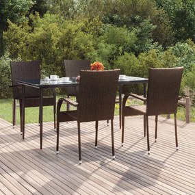 Set da Pranzo da Giardino 5 pz Marrone in Polyrattan