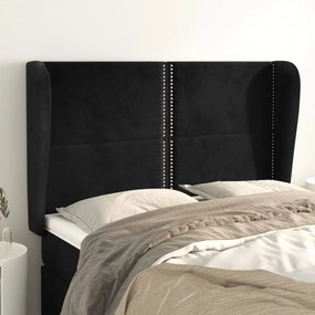 Testiera Ad Orecchio Nera 147 X 23 X 118/128 Cm İn Velluto /