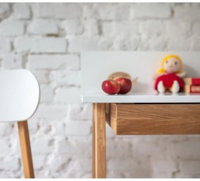 Scrivania bianca con base in frassino, lunghezza 65 cm Luka - Ragaba