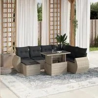 Set Divano da Giardino 8pz con Cuscini Grigio Chiaro Polyrattan 3268702