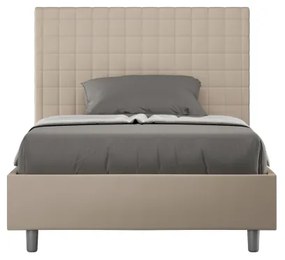 Letto una piazza e mezza contenitore imbottito 120x200 similpelle tortora Sunny