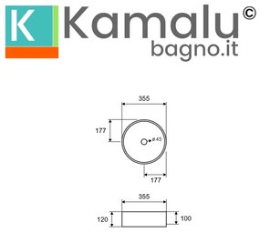 Kamalu - lavabo tondo colore turchese opaco 35cm | klt-350t