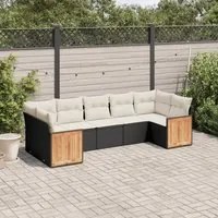 Set Divani da Giardino con Cuscini 7pz Nero Polyrattan 3227946