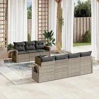 Set Divano da Giardino 8 pz con Cuscini Grigio in Polyrattancod mxl 90577