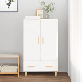 Credenza Bianco Lucido 70x31x115 Cm İn Legno Multistrato /