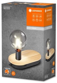 Ledvance - Lampada da tavolo touch DECOR WOOD 1xE27/8W/230V con USB