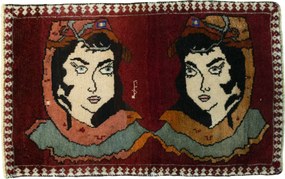 Gabbeh Tappeto persiano 50x80 Rosso (Iran) Annodato A Mano