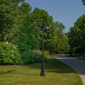 Prios lampada LED da esterno Thorus, 204 cm, nera, a 3 luci, IP44