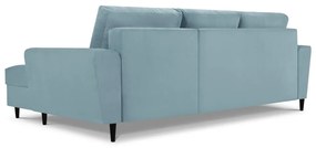 Divano angolare azzurro allungabile e con contenitore (con penisola a destra/con chaise lounge) con rivestimento in velluto a coste Kyoto – Cosmopolitan Design
