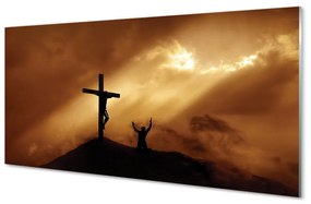 Quadro acrilico Luce Gesù Croce 100x50 cm