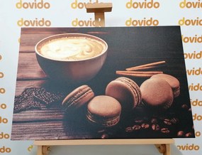 Quadro su tela – Caffè con macaron al cioccolato
