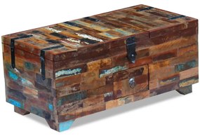 Tavolino da caffè baule legno massello di recupero 80x40x35 cm