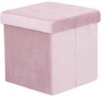 POUF CONTENITORE QUADRATO IN VELLUTO ROSA