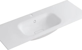 Lavabo a incasso rettangolare vasca centrale L 120.5 x H 15 x P 46 cm in resina bianco opaco
