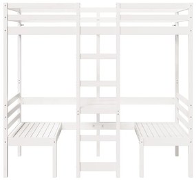Giroletto soppalco con scrivania e sedie bianco 75x190cm pino