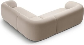 Divano angolare beige con rivestimento in velluto Kate – Micadoni