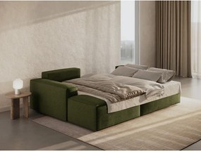 Divano letto angolare verde scuro in tessuto bouclé (angolo sinistro) Jodie - Micadoni Home