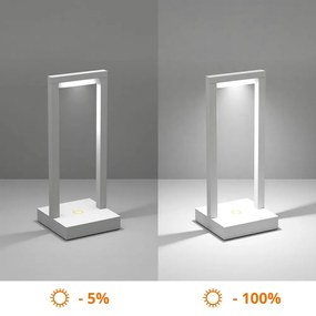 Lampada da Tavolo Ricaricabile 2.2W, IP54 CCT, Serie VELA - Bianca Colore del corpo Bianco